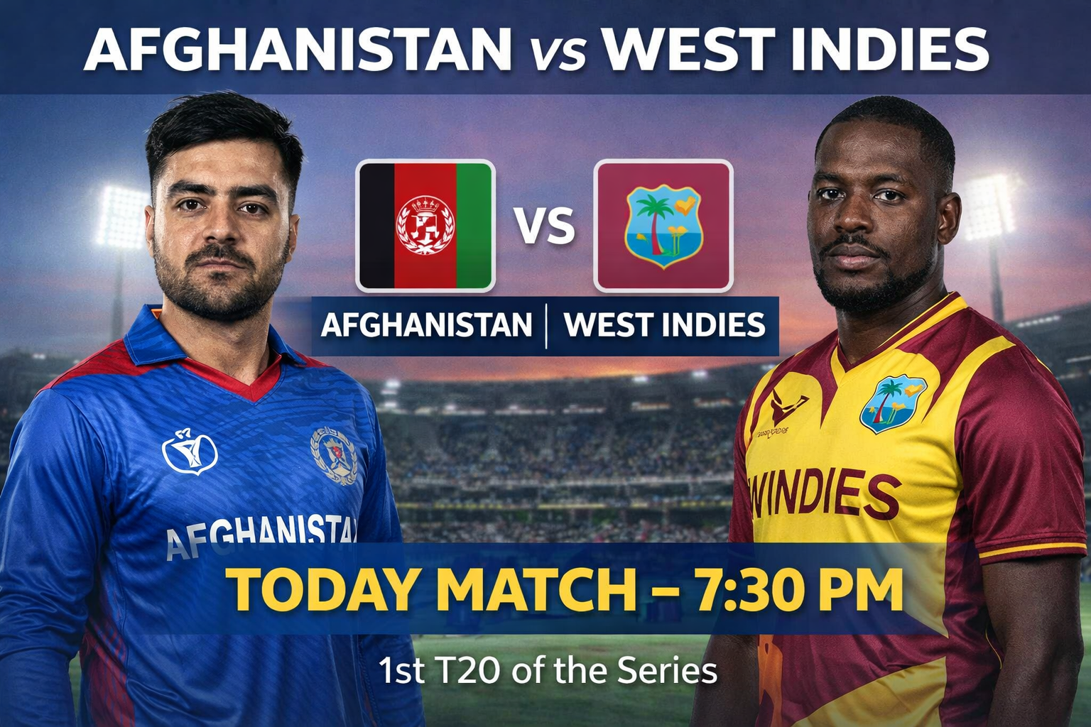 Afghanistan vs West Indies today match 1st T20 series
