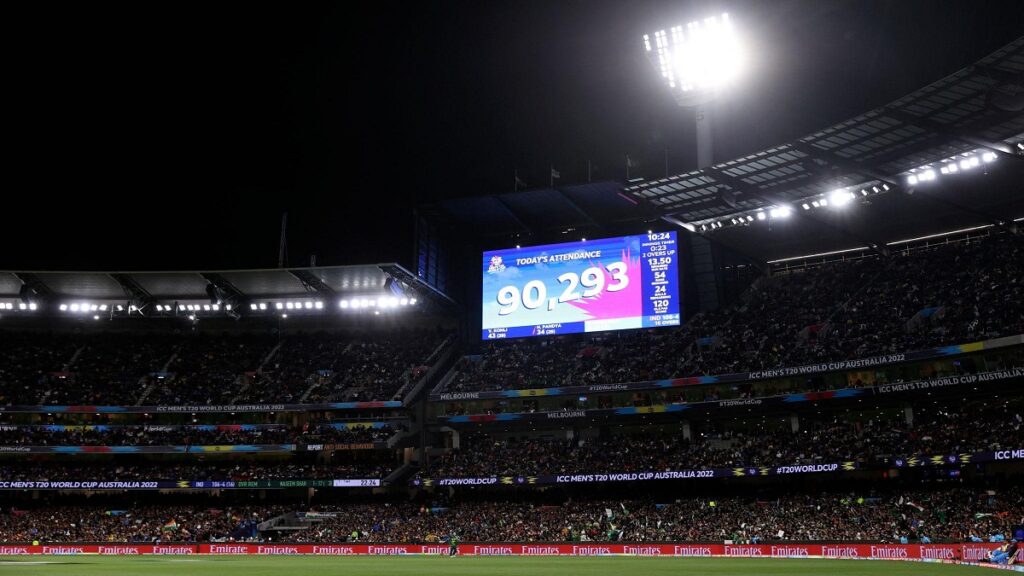 Live cricket scores with real-time match updates displayed during an ongoing match