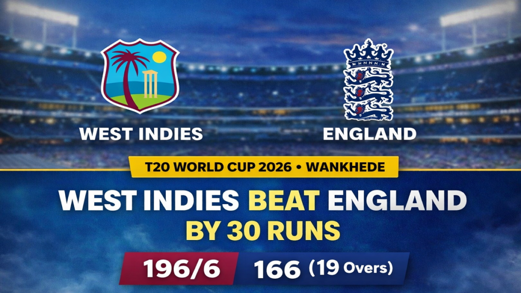 West Indies Beat England by 30 Runs at Wankhede