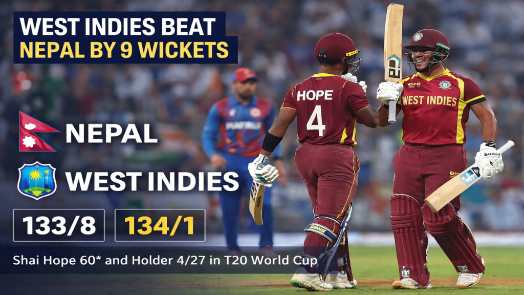 West Indies Beat Nepal by 9 Wickets in Mumbai